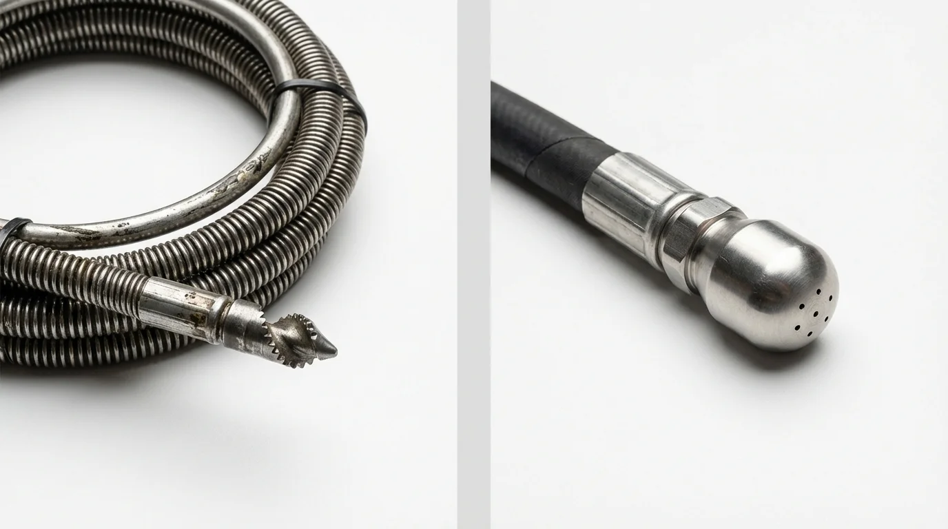 Drain snake cable and hydro jetting nozzle used for drain cleaning in Ronan, MT