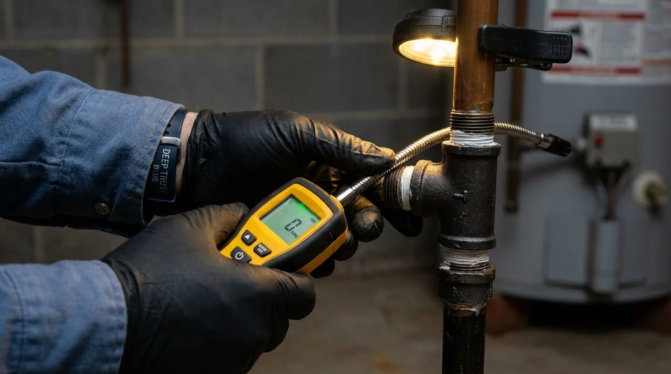 Gas leak detection with electronic sniffer by Johns Plumbing LLC in Ronan