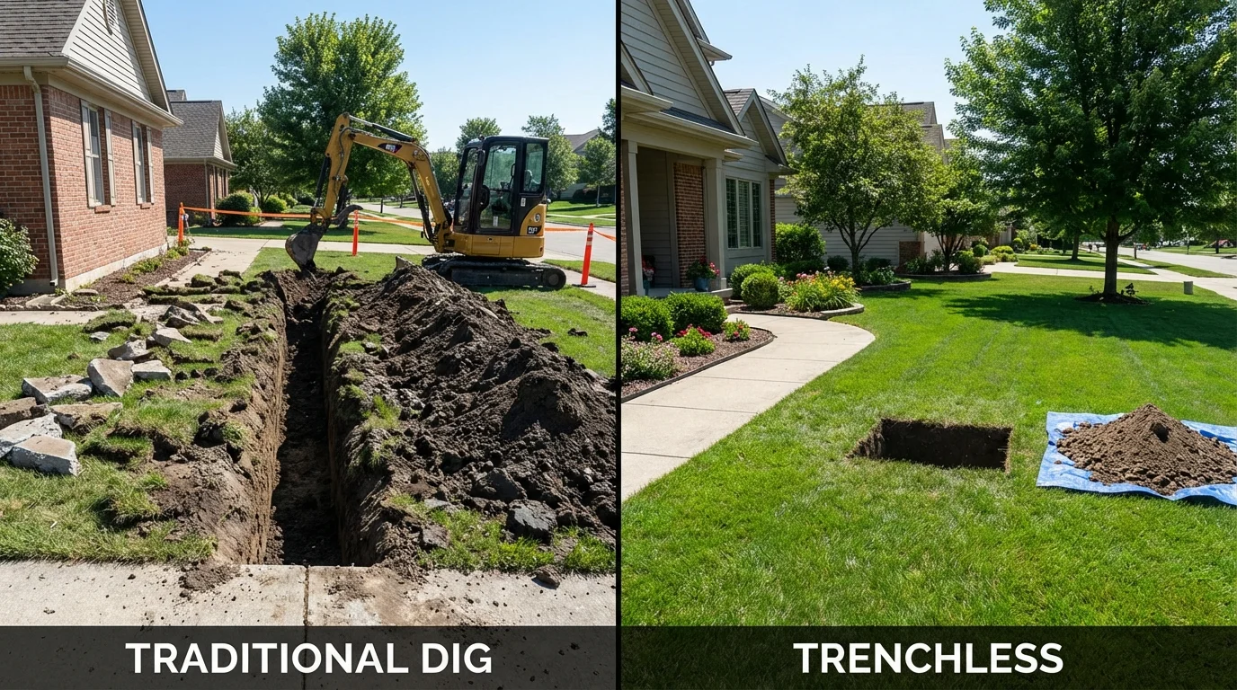 Trenchless sewer repair with minimal yard damage versus traditional excavation in Ronan, MT